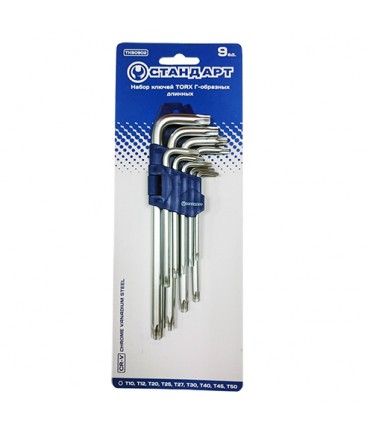 Набор Г-обр. ключей 9ед.TORX с отв. длинных TKS0902 STANDART