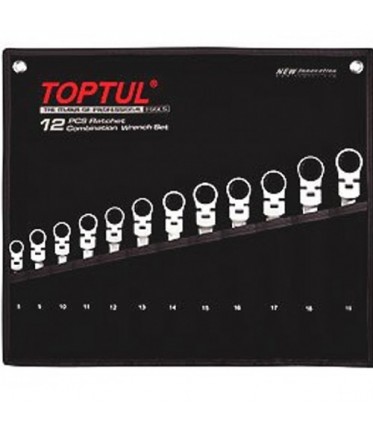 Набор ключей с трещоткой и шарниром 8-19мм 12ед. GPAQ1204 TOPTUL