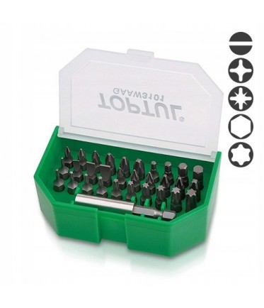 Набор бит 1/4" SL, PH, PZ, TORX, HEX GAAW3101 TOPTUL