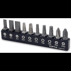 Набор бит 10ед. 1/4" (PH, SL, TORX, SQ) GAAV1001 TOPTUL