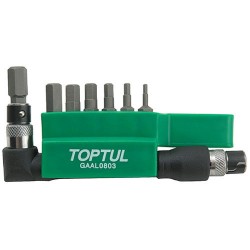 Набор бит 1/4" HEX 2-8мм с Г-обр.переходником GAAL0803 TOPTUL