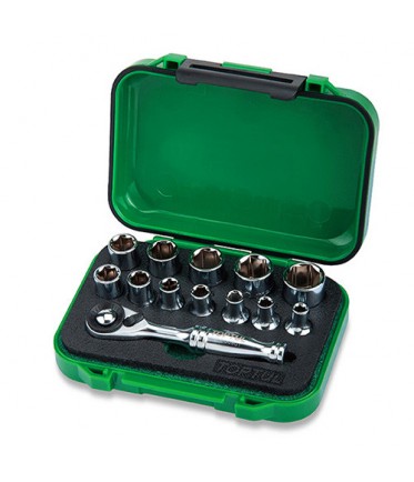 Набор инструмента 1/4" 13ед. головки с трещоткой TOPTUL GABW1301
