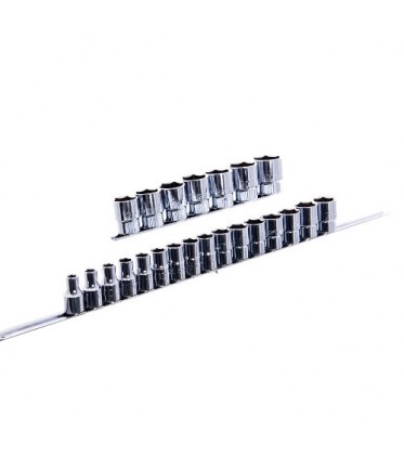 Набор головок 12-гранных 1/2" 23ед. 8~28,30,32мм (на планке) TOPTUL GAAQ1604U-12