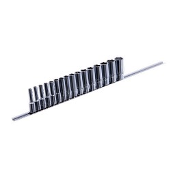 Набор головок длинных 1/2" 15ед. 8~19,21,22,24мм (на планке) TOPTUL GAAQ1606U