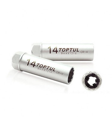 Свечная головка 14мм 3/8" 12 гр. с пружинным фиксатором TOPTUL BAAX1214
