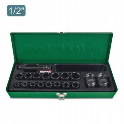 Набор головок ударных 1/2" 10-32мм + удлинитель 18 ед. TOPTUL GCAD1807