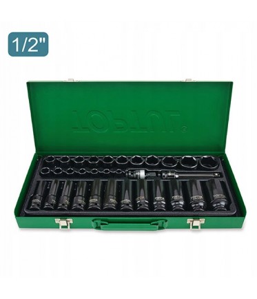 Набор головок ударных 1/2" 8-32мм 32ед. короткие+длинные TOPTUL GDAD3201