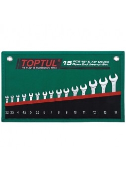 Набор ключей рожковых TOPTUL 15 шт. 3,2-14мм 15°х75° GRAJ1501