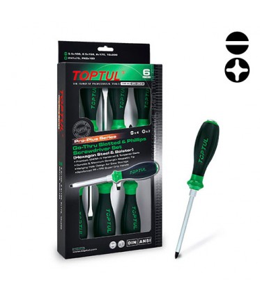 Набор ударных отверток с шестигранником 6 ед. PRO-PLUS SERIES TOPTUL GFE-0602