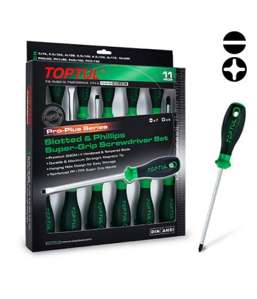 Набор профессиональных отверток 11 ед. PRO-PLUS SERIES TOPTUL GFE-1101